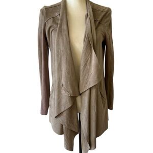 Blank NYC Women's Taupe Faux Suede Draped Blazer